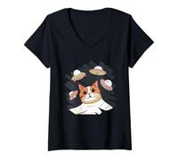 Femme Cats et extraterrestres, Amoureux des Chats T-Shirt avec Col en V