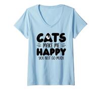Femme Cats Make Me Happy You Not So Much Humans Make My Head Hurt T-Shirt avec Col en V