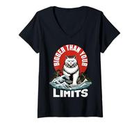 Femme Catzilla. Plus grand que vos limites. T-Shirt avec Col en V