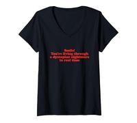 Femme Cauchemar dystopique T-Shirt avec Col en V, Noir, L