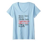 Femme Cauchemars À propos du débogage du code Meme T-Shirt avec Col en V