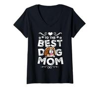 Femme Cavalier Best Dog Mom Dogs Lovers Funny Mothers Day T-Shirt avec Col en V