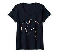 Femme Cavalier de fille à cheval T-Shirt avec Col en V