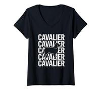 Femme Cavalier King Charles Épagneul rétro Style Vintage propriétaire de Chien T-Shirt avec Col en V