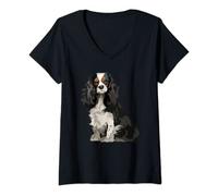 Femme Cavalier King Charles Spaniel Cadeau pop art Chien T-Shirt avec Col en V