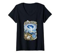 Femme CAVUM Study Atlas des Nuages Météorologie T-Shirt avec Col en V