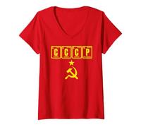 Femme CCCP Rétro URSS Nostalgique avec Table Périodique Chimie T-Shirt avec Col en V