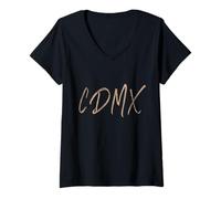 Femme CDMX Ciudad de México Design Vintage élégant T-Shirt avec Col en V