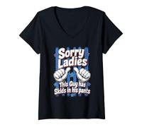 Femme Ce Gars a des dérapages dans Son Pantalon d'échange aéroport T-Shirt avec Col en V