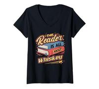 Femme Ce Lecteur est Tout au Sujet du Whisky | Livre et Humour Bourbon T-Shirt avec Col en V