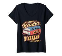 Femme Ce Lecteur est Tout au Sujet du Yoga | Amateur de Livres et Bien-être Amusant T-Shirt avec Col en V