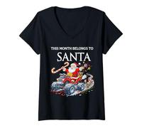 Femme Ce Mois-ci Appartient à Santa Funny Monster Truck Christmas T-Shirt avec Col en V