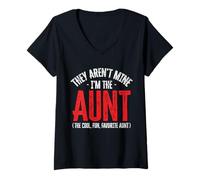 Femme Ce ne sont Pas Les miens, Je suis la Tante, la Tante Cool, Amusante et préférée T-Shirt avec Col en V