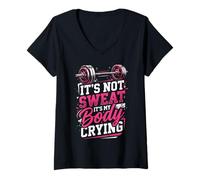 Femme Ce n'est Pas de la Sueur, C'est Mon Corps Qui pleure T-Shirt avec Col en V