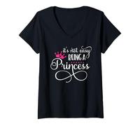 Femme Ce n'est Pas Facile d'être Une Princesse, Une Petite Fille, Une Chambre de Fille T-Shirt avec Col en V