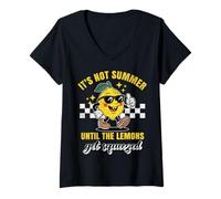 Femme Ce n'est Pas l'été Tant Que Les Citrons ne sont Pas pressés. Limonade rétro T-Shirt avec Col en V