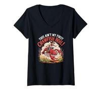 Femme Ce n'est pas ma première ébullition d'écrevisses ! Rodéo drôle T-Shirt avec Col en V