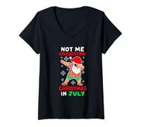 Femme Ce n'est pas moi qui fête Noël en juillet en tamponnant les Santa Dab Boys T-Shirt avec Col en V