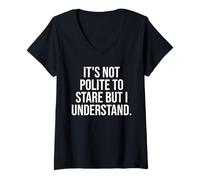 Femme Ce n'est Pas Poli de Regarder fixement, mais Je comprends la Gymnastique Motivationnelle T-Shirt avec Col en V