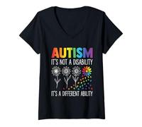 Femme Ce n'est Pas Un Handicap, C'est Une capacité différente - Autism Awareness T-Shirt avec Col en V
