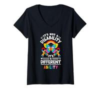Femme Ce n'est Pas Un Handicap, C'est Une capacité différente : l'Autisme T-Shirt avec Col en V