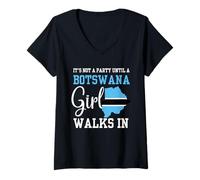 Femme Ce n'est pas une fête jusqu'à ce qu'une fille du Botswana marche au Botswana Femme T-Shirt avec Col en V