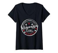 Femme Ce n'est pas une fête tant qu'une fille du Wisconsin ne marche pas dans le Wisconsin T-Shirt avec Col en V