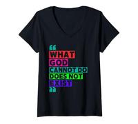 Femme Ce Que Dieu ne Peut Pas Faire n'existe Pas - Prière matinale de la NSPDP T-Shirt avec Col en V