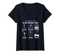 Femme Ce Que Je Fais dans Mon Temps Libre : passionné de Construction T-Shirt avec Col en V