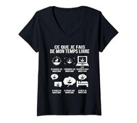 Femme Ce Que Je Fais de Mon Temps Libre Humour Chasseur mouflons T-Shirt avec Col en V