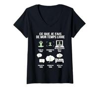 Femme Ce Que Je Fais de Mon Temps Libre Humour Drôle Yoga T-Shirt avec Col en V