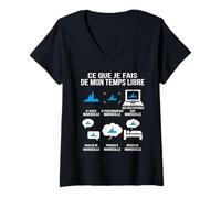 Femme Ce Que Je Fais de Mon Temps Libre Marseille Humour Voyage T-Shirt avec Col en V