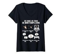 Femme Ce Que Je Fais de Mon Temps Libre Passion âne drôle Fun T-Shirt avec Col en V