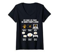 Femme Ce Que Je Fais de Mon Temps Libre Passion Forge et Enclume T-Shirt avec Col en V
