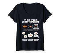 Femme Ce Que Je Fais De Mon Temps Libre Poisson Clown Drôle T-Shirt avec Col en V