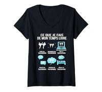Femme Ce Que Je Fais De Mon Temps Libre Taekwondo Humour Cadeau T-Shirt avec Col en V