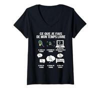 Femme Ce Que Je Fais de Mon Temps Libre Tennis Humour drôle Joueur T-Shirt avec Col en V