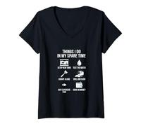 Femme Ce Que Je Fais Pendant Mon Temps Libre Amateur de Poissons d'aquarium T-Shirt avec Col en V
