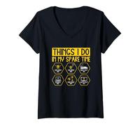 Femme Ce que je fais pendant mon temps libre : Bees Fun T-Shirt avec Col en V