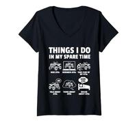 Femme Ce Que Je Fais Pendant Mon Temps Libre | Conception de conducteurs de VTT T-Shirt avec Col en V