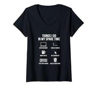 Femme Ce Que Je Fais Pendant Mon Temps Libre : écrivain, employé de Bureau T-Shirt avec Col en V