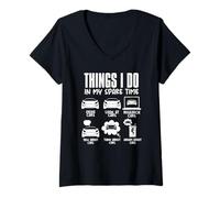 Femme Ce Que Je Fais Pendant Mon Temps Libre Funny Carguy Mechanic T-Shirt avec Col en V