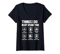 Femme Ce Que Je Fais Pendant Mon Temps Libre : Jouer avec Les Trains Regardez Les Trains T-Shirt avec Col en V