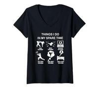 Femme Ce Que Je Fais Pendant Mon Temps Libre : passionné de Taekwondo, Taekwondo T-Shirt avec Col en V
