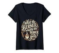 Femme Ce Que Le Berner Veut propriétaire de Bouvier Bernois T-Shirt avec Col en V