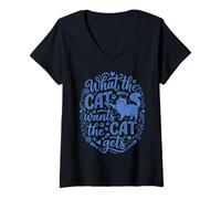 Femme Ce Que Veut Le Chat Devient Un félin drôle T-Shirt avec Col en V