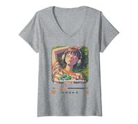 Femme Ce Qui a laissé derrière Moi l'anime Retro Vibes T-Shirt avec Col en V