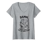 Femme Ce satané Ours devra Peut-être Appeler Thicc Aujourd'hui Meme T-Shirt avec Col en V