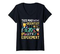 Femme Ce Scientifique Fou a 20 Ans d'anniversaire de Chimie T-Shirt avec Col en V