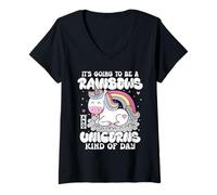 Femme Ce Sera Une journée des arcs-en-Ciel et des Licornes, Une Licorne Cool T-Shirt avec Col en V